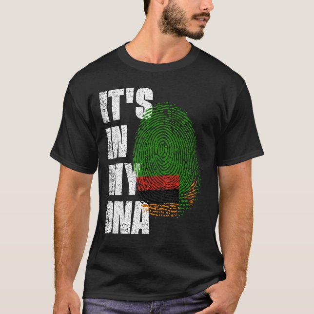 DET ÄR I MIN DNA Zambia Flagga T Shirt (Framsida)