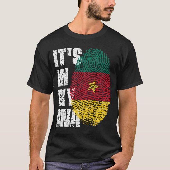 DET ÄR I MITT DNA Cameroon Flagga Boy Girl Gift T Shirt (Framsida)