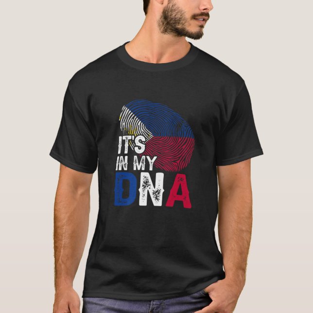 Det är i mitt DNA Filippinerna Flagga Fingerprint  T Shirt (Framsida)