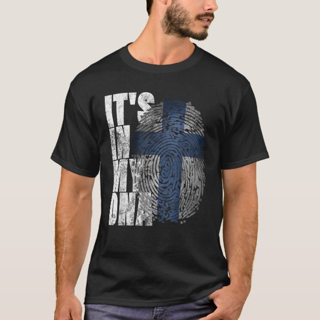 Det är i mitt DNA finska Suomi Finlands Flagga Gif T Shirt (Framsida)