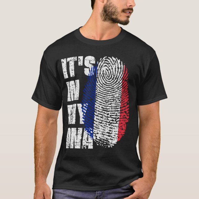 DET ÄR I MITT DNA Frankrike Flagga Boy Girl Gift T Shirt (Framsida)
