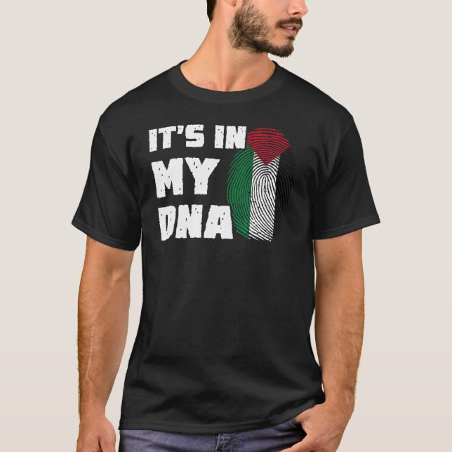 Det är i mitt DNA Palestine Flagga Fingerprint Man T Shirt (Framsida)