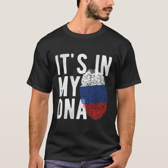 Det är i mitt Dna Ryssland-Flagga Fingerprint T Shirt (Framsida)