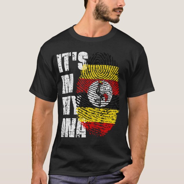 DET ÄR I MITT DNA Uganda Flagga Boy Girl Gift T Shirt (Framsida)