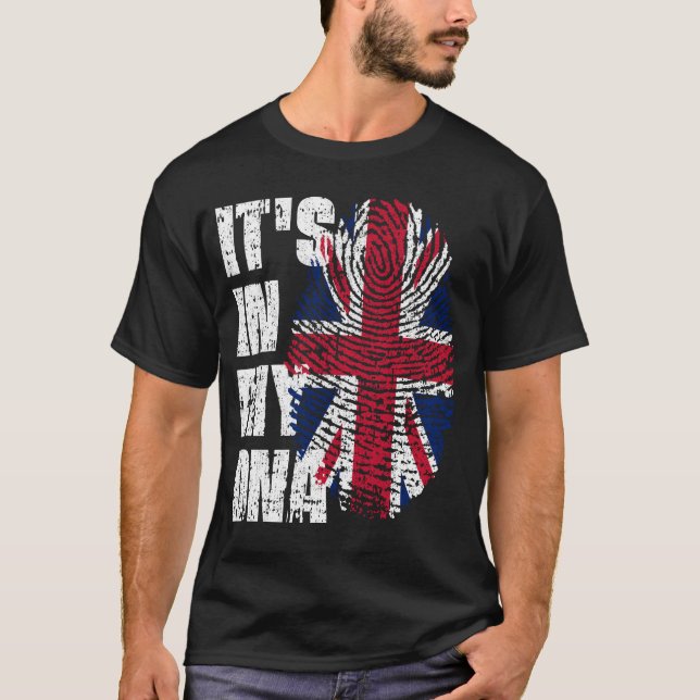 DET ÄR I MITT DNA United Kingdom Flagga Boy Girl G T Shirt (Framsida)