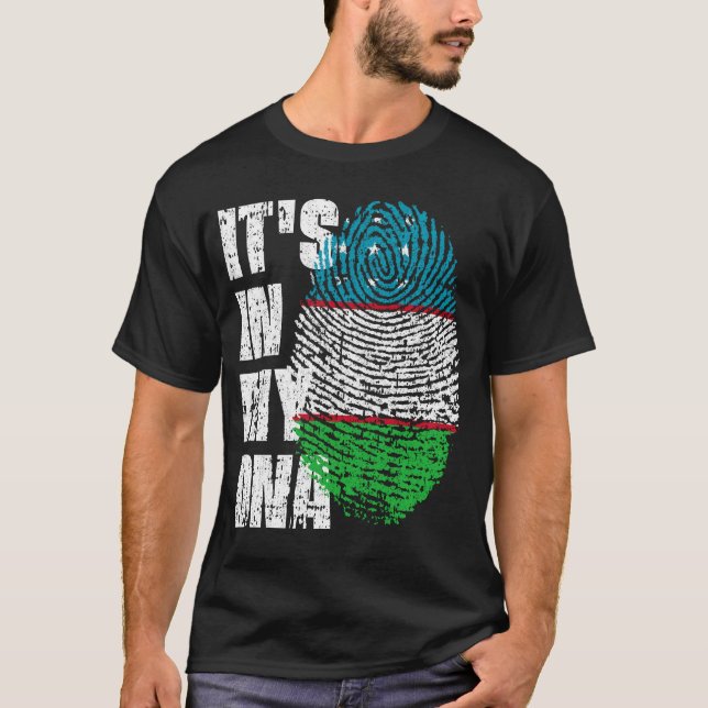 DET ÄR I MITT DNA Uzbekistan Flagga Boy Girl Gift T Shirt (Framsida)