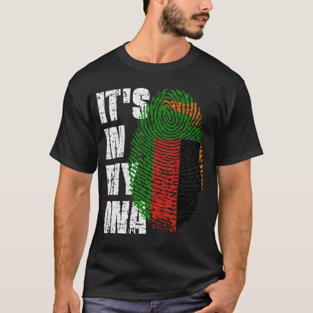 DET ÄR I MITT DNA Zambia Flagga Boy Girl Gift T Shirt (Framsida)