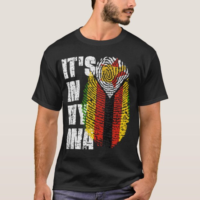 DET ÄR I MITT DNA Zimbabwe Flagga Boy Girl Gift T Shirt (Framsida)