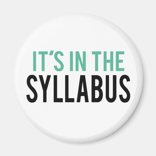 Det är i Syllabus | Lärare Humor Magnet (Framsidan)