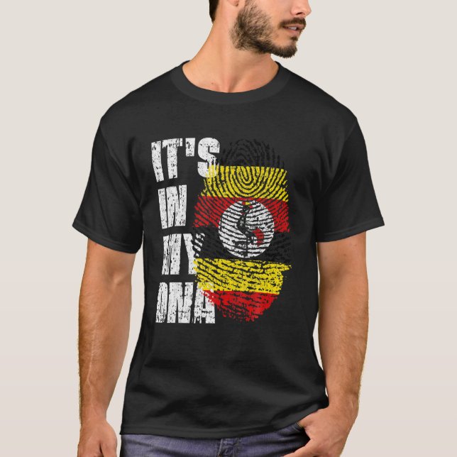 DET ÄR IN MY DNA Uganda Flagga Ugandan T Shirt (Framsida)