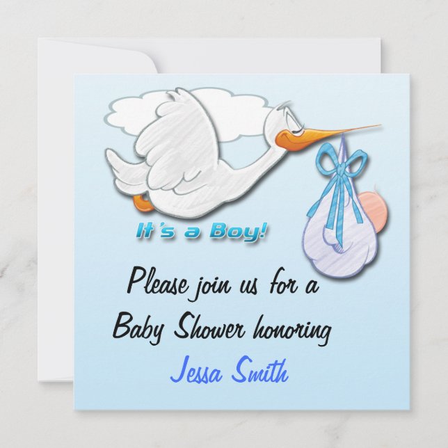 Det är inbjudningar för en pojkeStorkbaby shower (Framsida)