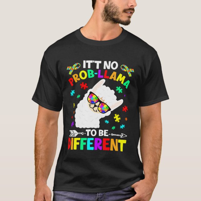Det är inga problem lama att vara annorlunda Autis T Shirt (Framsida)