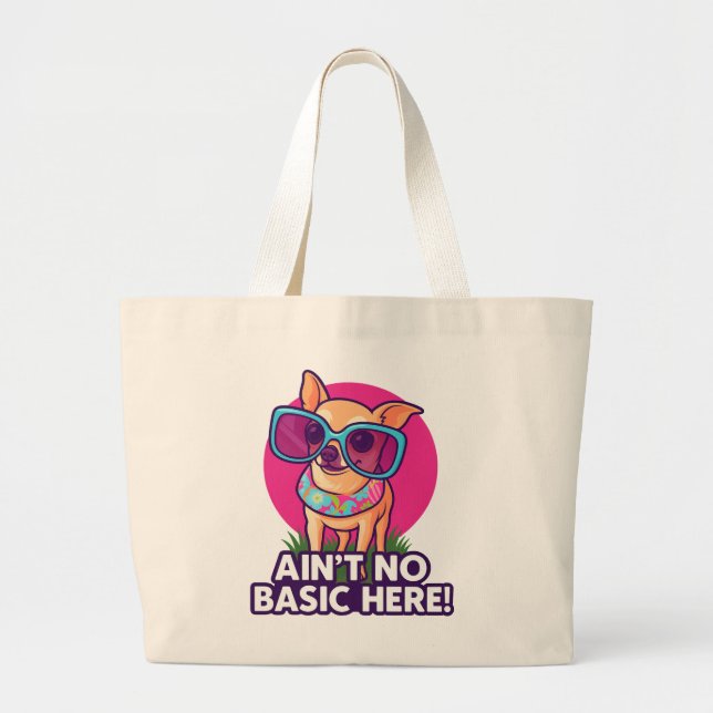 Det är inget grundläggande här! Chihuahua Tote Jumbo Tygkasse (Framsidan)