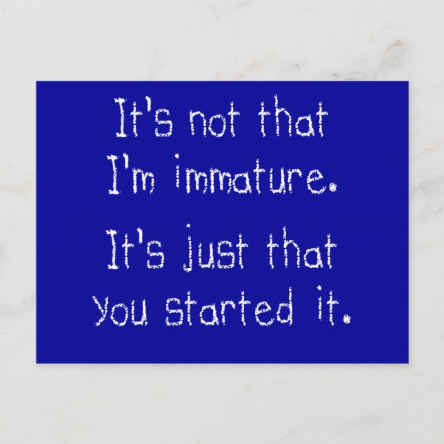 Det är inte att jag är omogen vykort (Framsida)