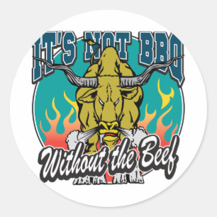 Det är inte BBQ utan nötkött Runt Klistermärke