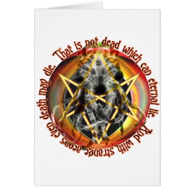 Det är inte dött som kan ljuga evigt hälsningskort (Framsidan)