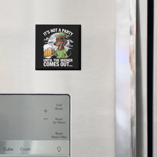 Det är inte en fest förrän Dachshund irländsk öl W Magnet (In Situ (Fridge))