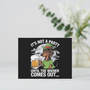 Det är inte en fest förrän Dachshund irländsk öl W Vykort