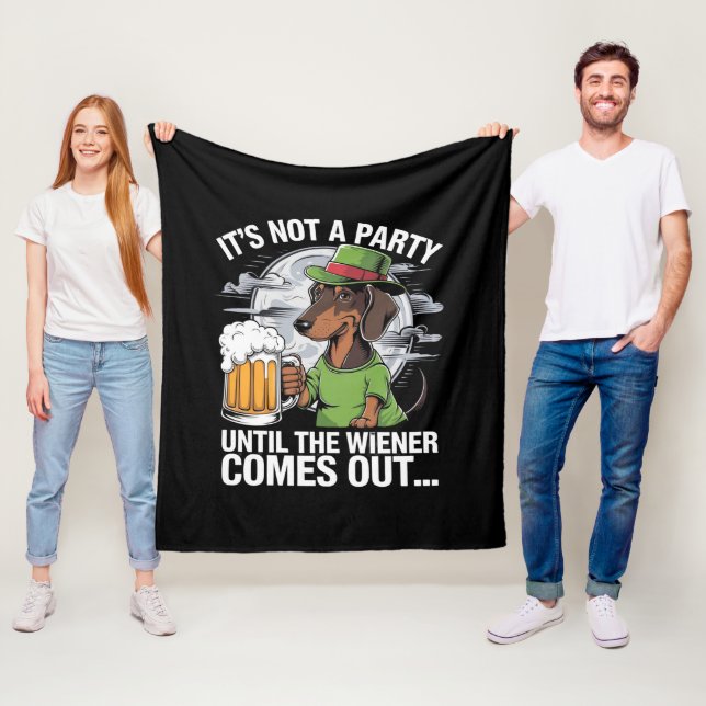 Det är inte en Party förrän Dachshund Irish Beer W Fleecefilt (På plats)