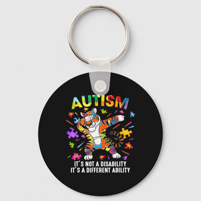Det är inte en tiger-autism-medvetenhet om funktio nyckelring (Framsida)