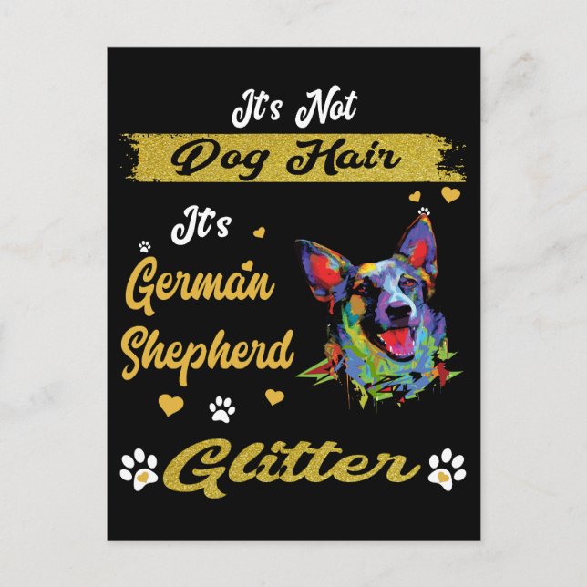 Det är inte Hund Hair Det är tyska Shepherd Glitte Vykort (Framsida)