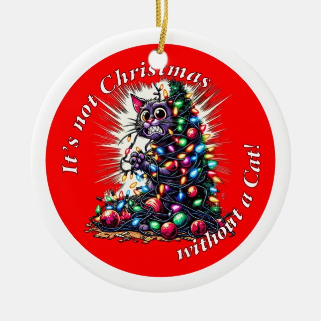 Det är inte jul | Dubbla sida vid sida Julgransprydnad Keramik (Framsidan)