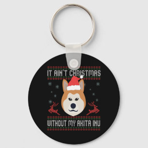 Det är inte jul utan mina Akita inu-Hundälskare Nyckelring
