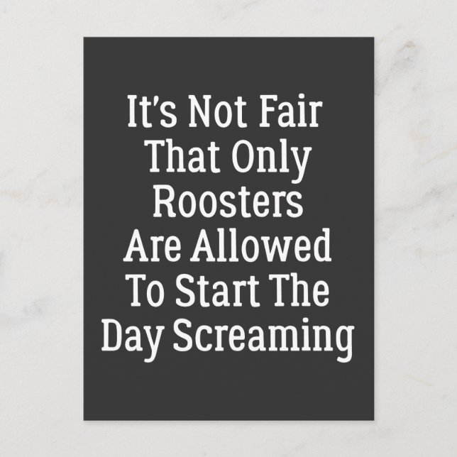 det är inte rättvist att endast tuppar får vykort (Framsida)