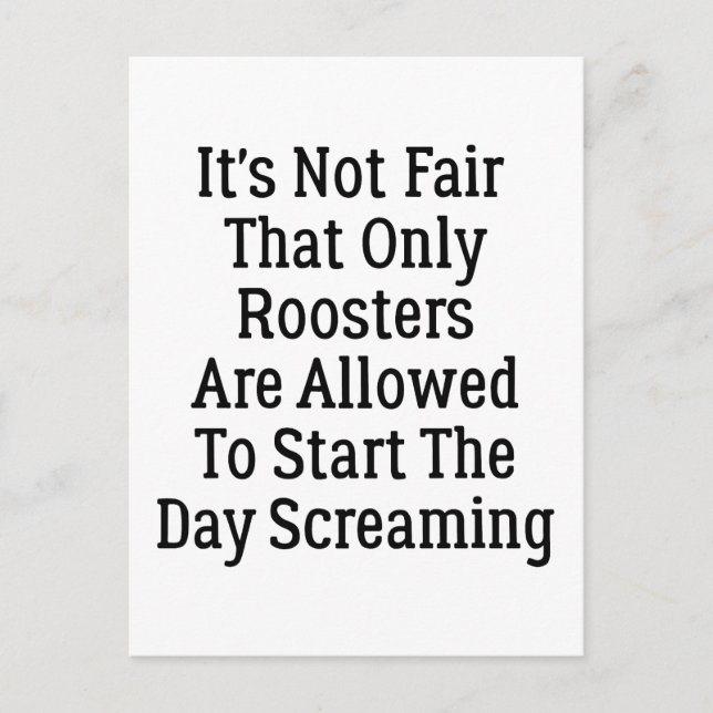 det är inte rättvist att endast tuppar får vykort (Framsida)