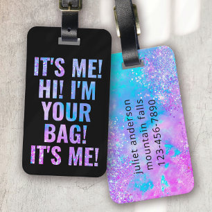 Det är jag, jag är din bag Black Ombre Funny Bagagebricka