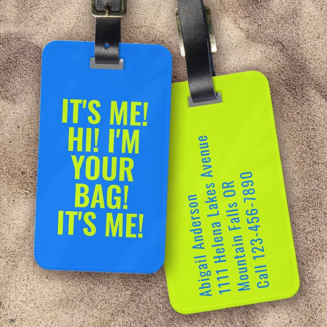 Det är jag, jag är din Bag Electric Blue Lime Bagagebricka (Skapare uppladdad)