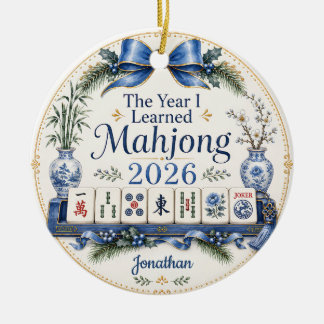 Det år jag lärde mig Mahjong-ornament present Julgransprydnad Keramik
