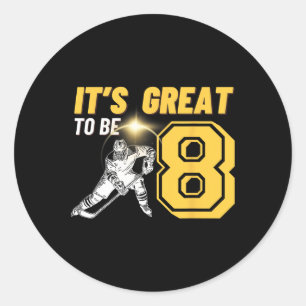Det är jättebra att vara åtta Pojkar Ishockey 8-år Runt Klistermärke