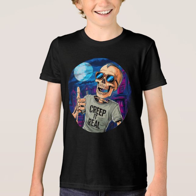 Det är jättebra Halloween Skeleton Creep. T Shirt (Framsida)