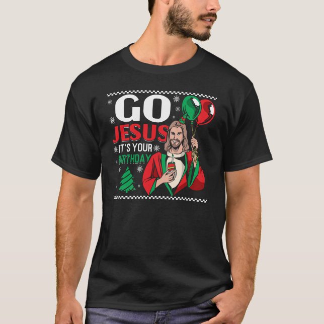 Det är Jesus födelsedag på jul T Shirt (Framsida)