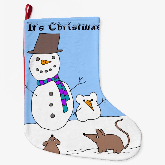 Det är jul! Jullagret snö råttor Stor Julstrumpa (Framsidan)