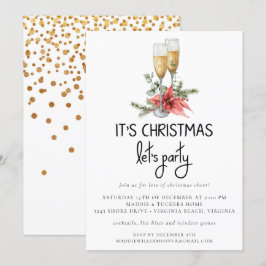 Det är jul Låt oss Party Champagne och Greenery Inbjudningar