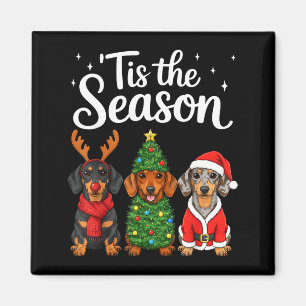 Det Är Julens Tid Dachshund Jul Santa Wiener Gör Magnet