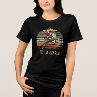 Det Är Julens Tid Retro Tomte Ridande Renen T Shirt