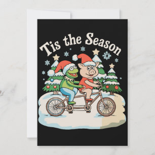 Det Är Julsäsong Groda Padda Cykel Tomte Jul Xmas Julkort