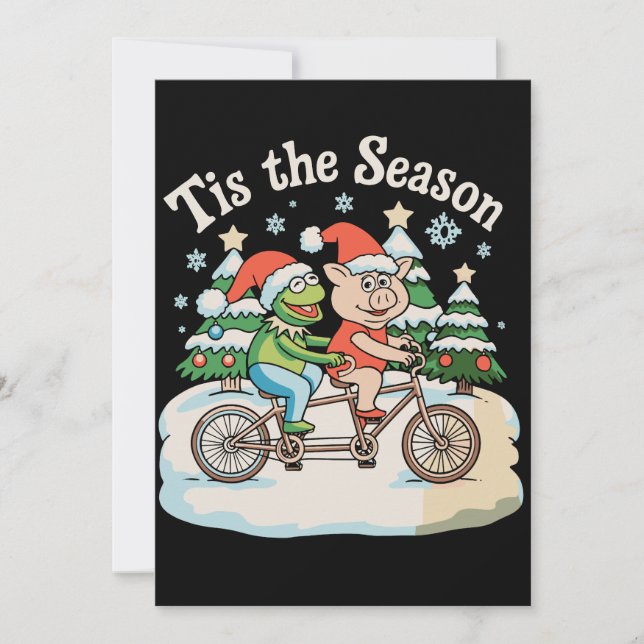 Det Är Julsäsong Groda Padda Cykel Tomte Jul Xmas Julkort (Framsida)