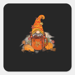 Det Är Julsäsongen Gnomie Höst Kaffe Retro Vintage Fyrkantigt Klistermärke