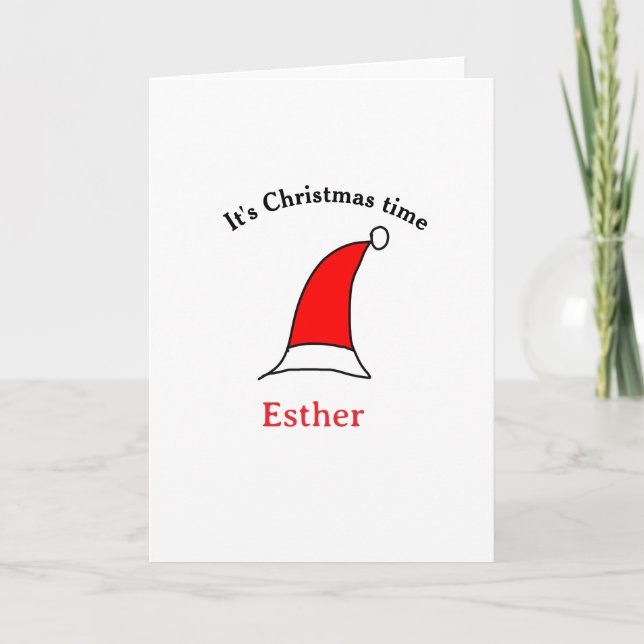 Det är jultid, jultomte, namn, enkel roligt kort (Framsida)