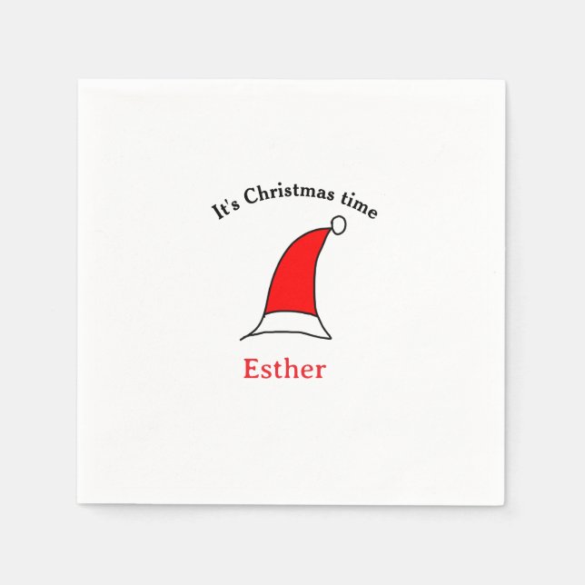 Det är jultid, jultomte, namn, enkel roligt pappersservett (Framsidan)