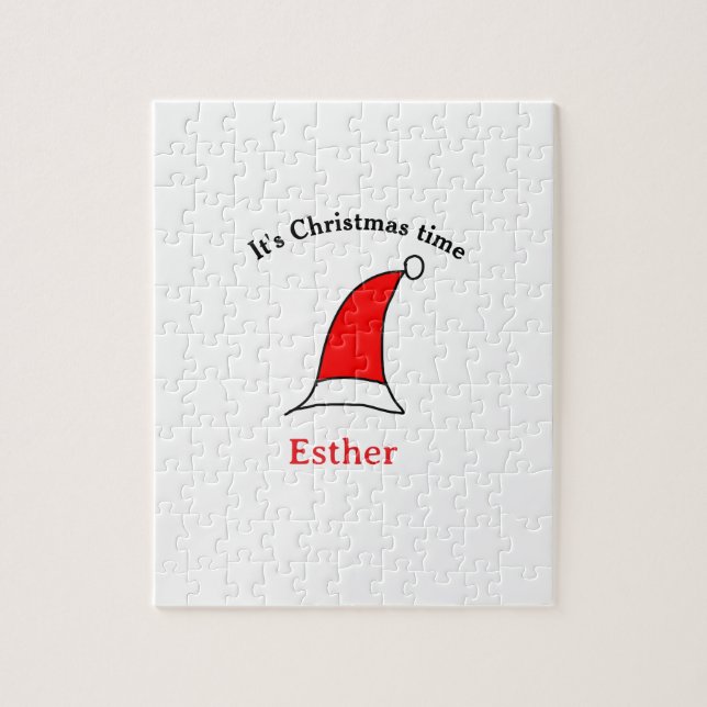 Det är jultid, jultomte, namn, enkel roligt pussel (Vertikal)