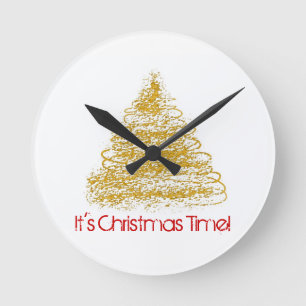 Det är jultid Säsong Träd Clock Rund Klocka