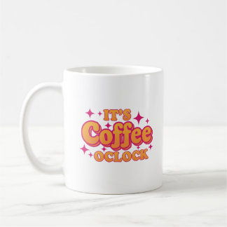 "Det är kaffetid" Ljusrosa och orange mugg