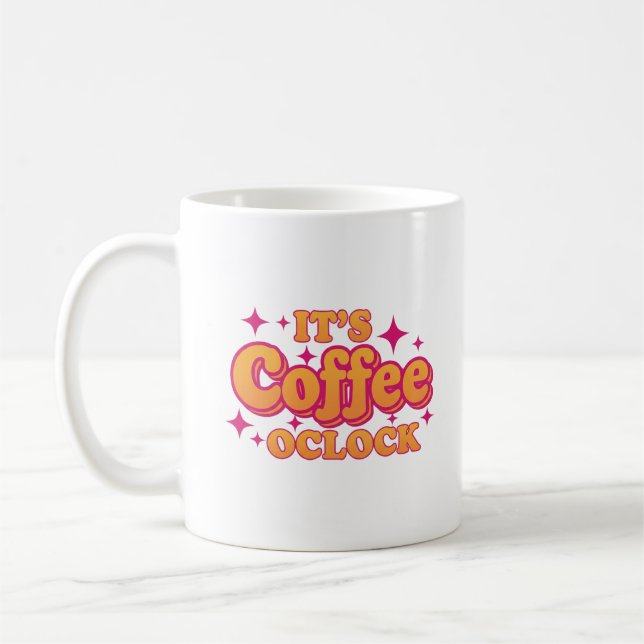 "Det är kaffetid" Ljusrosa och orange mugg (Vänster)