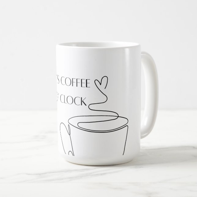 Det är kaffetid minimal linjekonst koppdesign kaffemugg (Framsida höger)