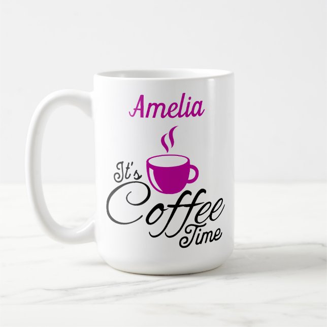 Det är kaffetid Rosa design Kaffemugg (Vänster)